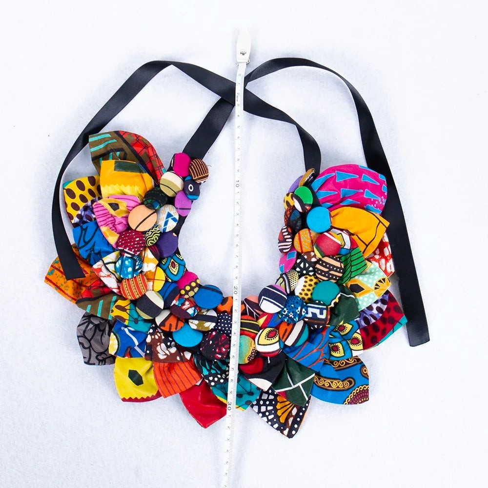 Handmade Ankara Button Bib Necklace & Earrings Set W250274