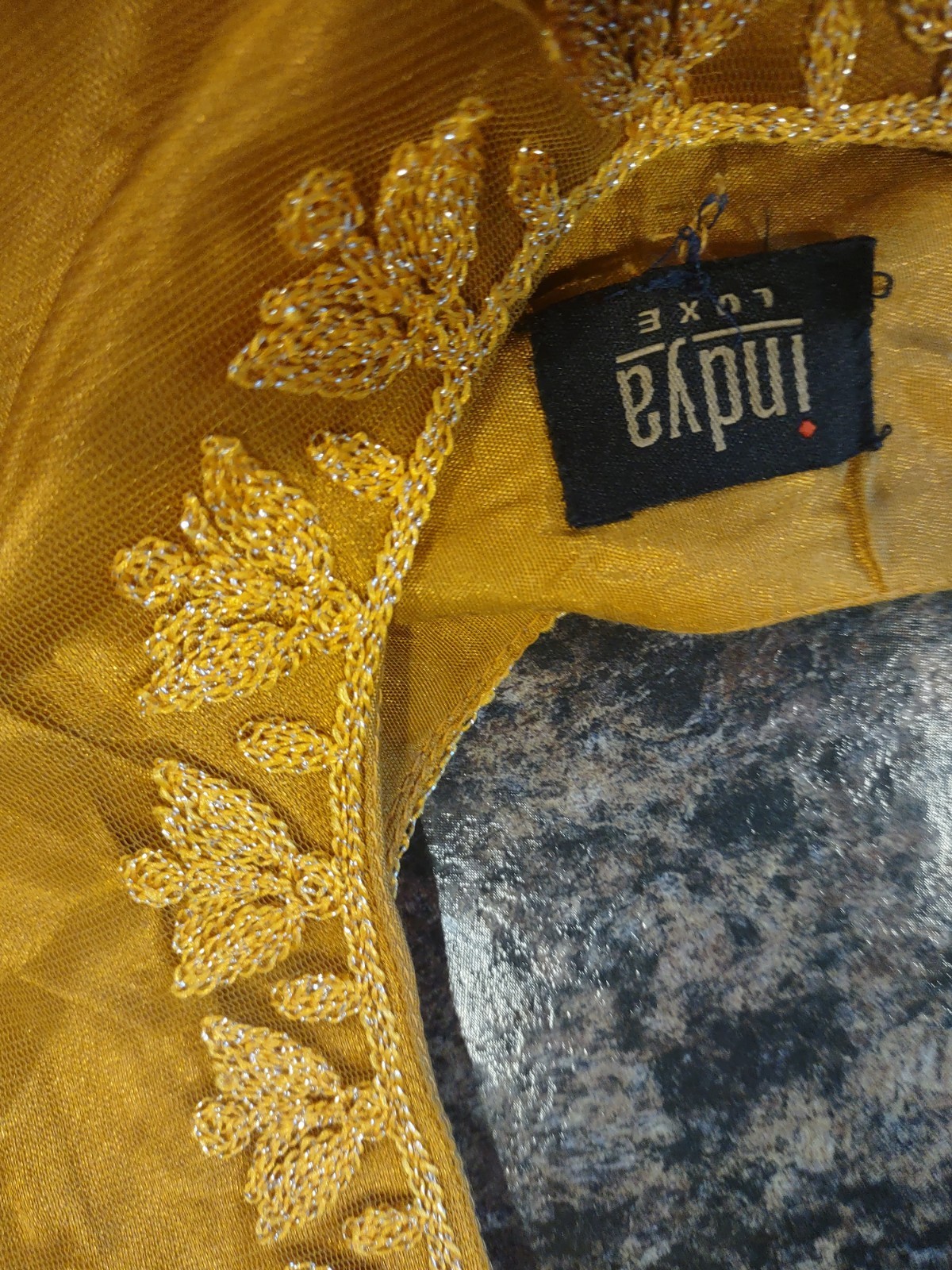 Indya Luxe Women’s Salwar Kameez Suit Gold Net Embroidered 3pc, Size 4XL