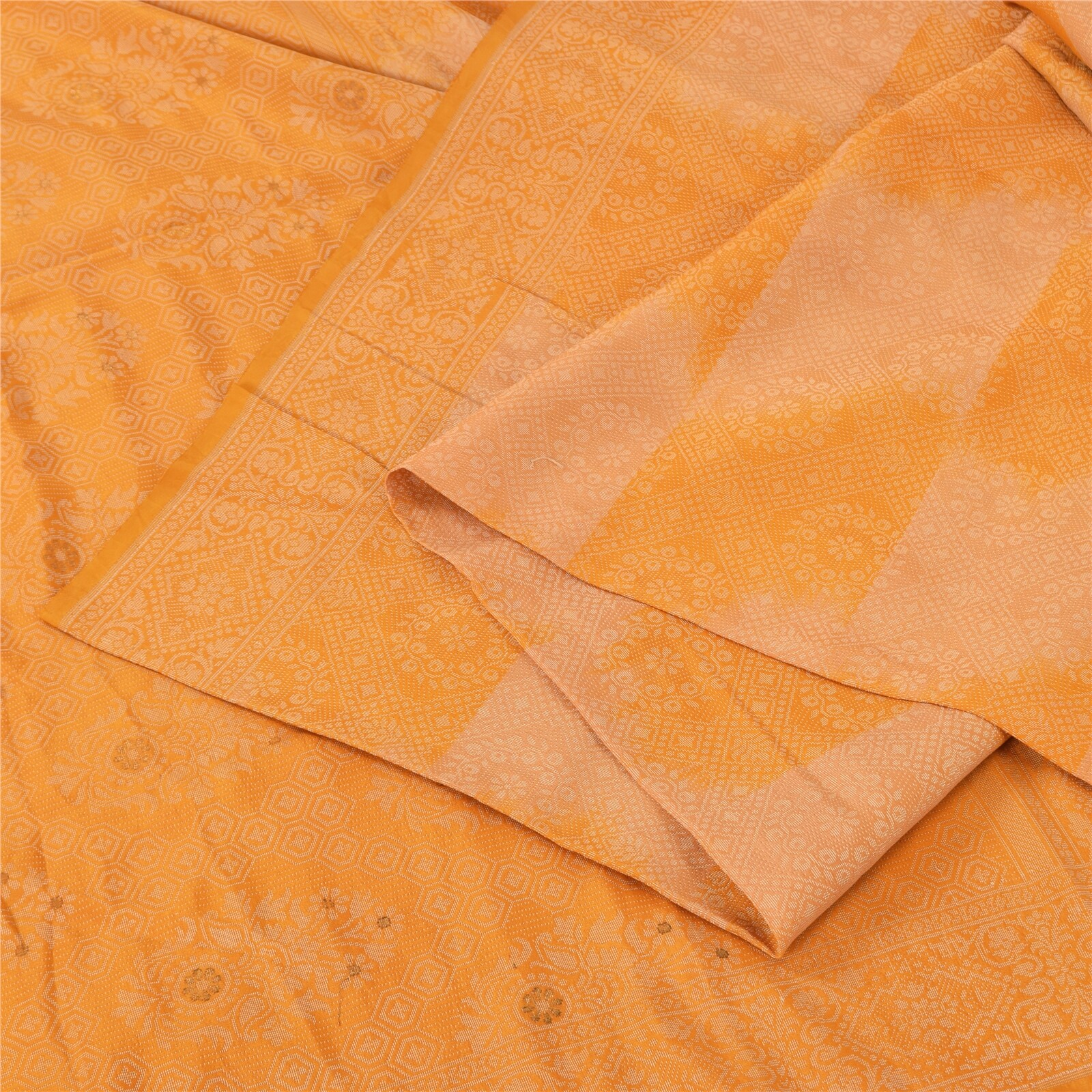 Sanskriti Vintage Indian Mustard Sarees Pure Silk Woven Premium Sari 5Yd Fabric