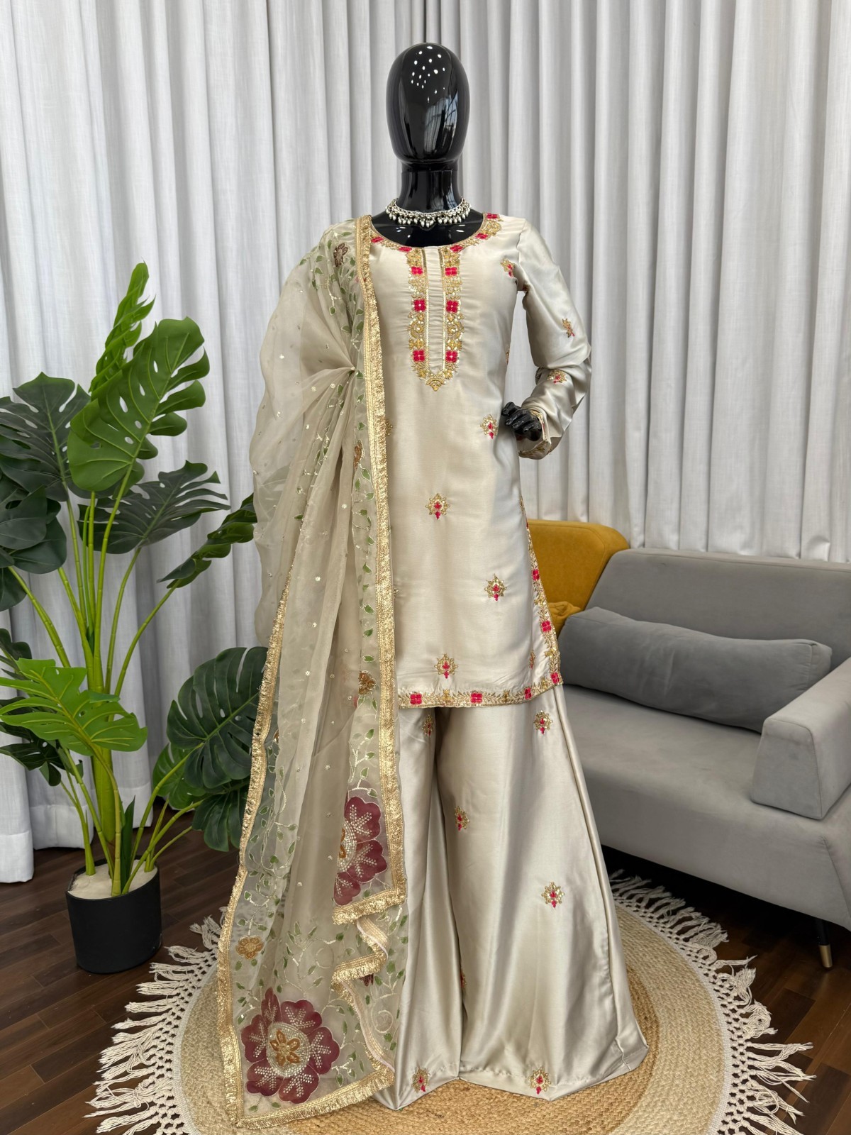 INDIAN SALWAR KAMEEZ PAKISTANI WEDDING PARTY DRESS WEAR BOLLYWOOD SUIT SHARARA