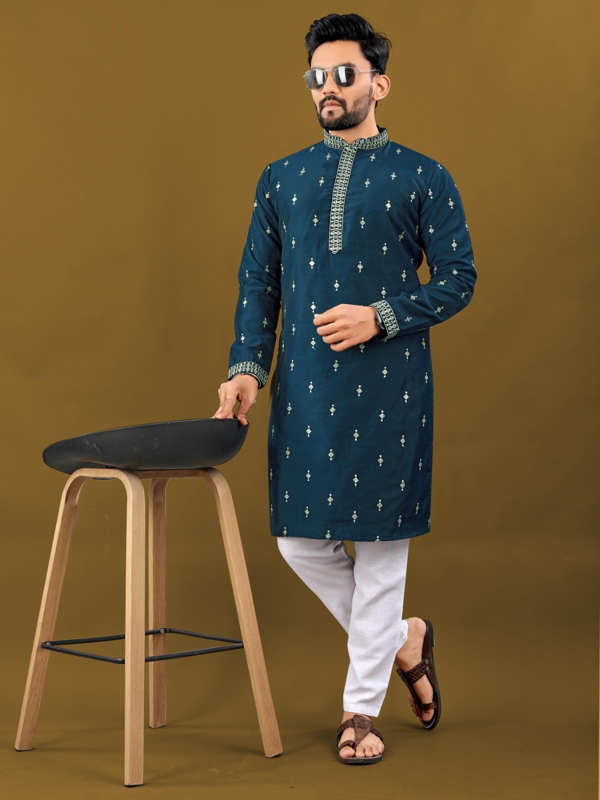 Indian Men Kurta Set Pakistani Kurta Pyjama Suits Wedding Party Groom Sherwani