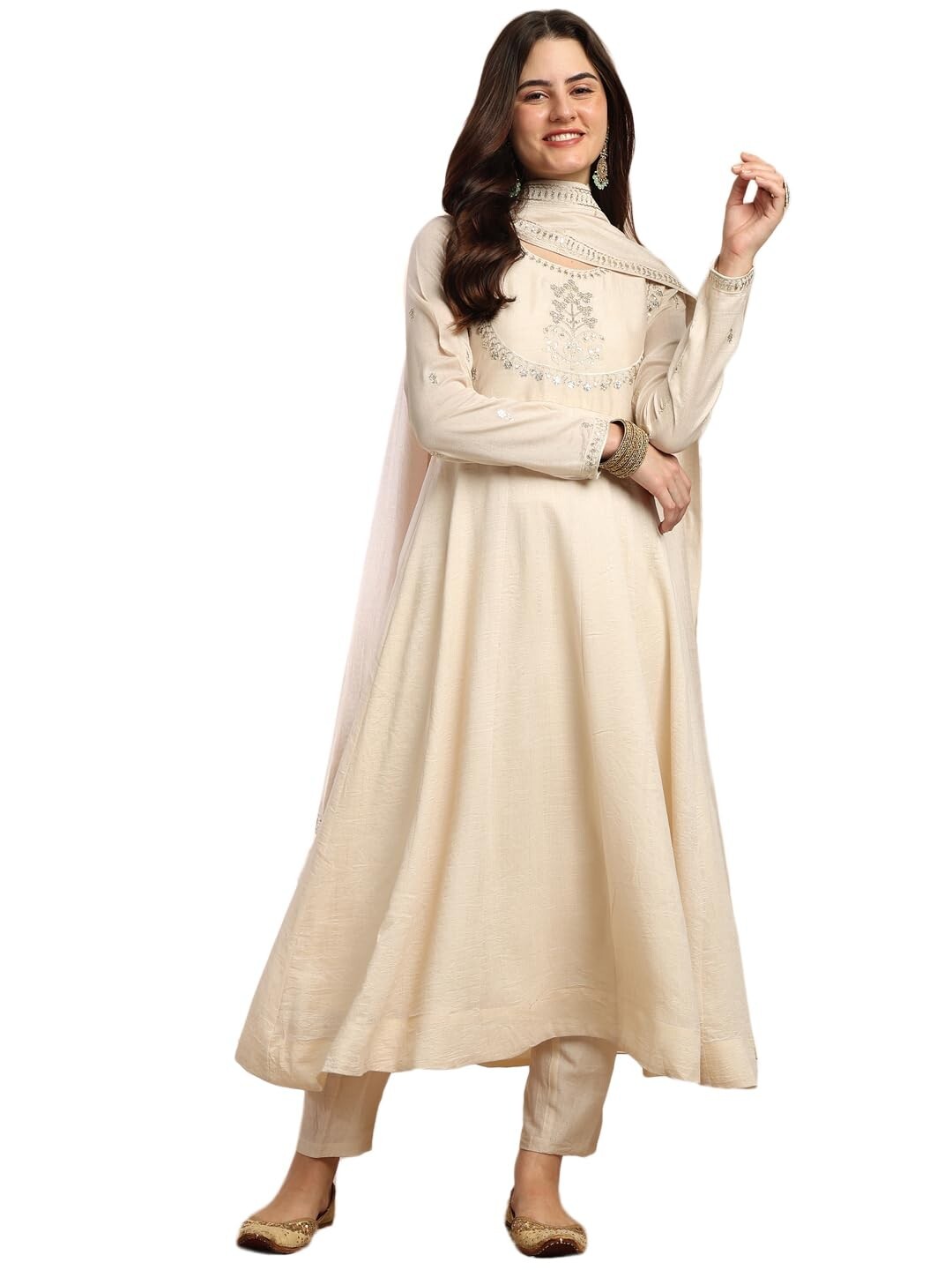 Women’s Silk Anarkali & Pant with Dupatta Set