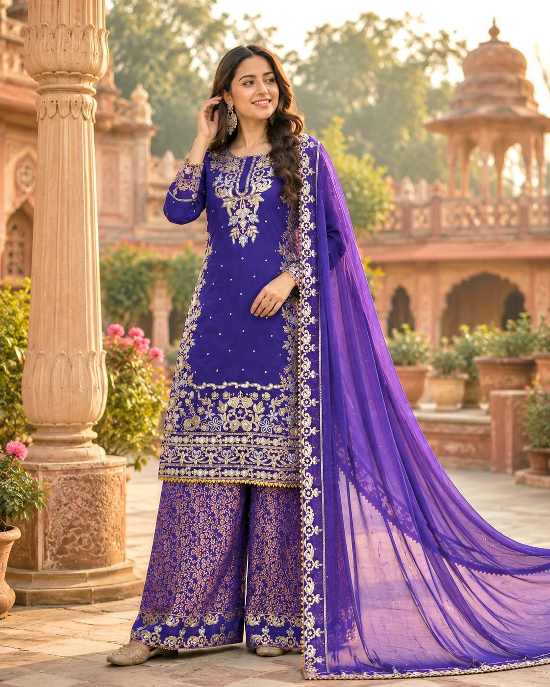 SALWAR KAMEEZ INDIAN PAKISTANI WEDDING PARTY DRESS PALAZZO SHARARA PLAZZO SUIT