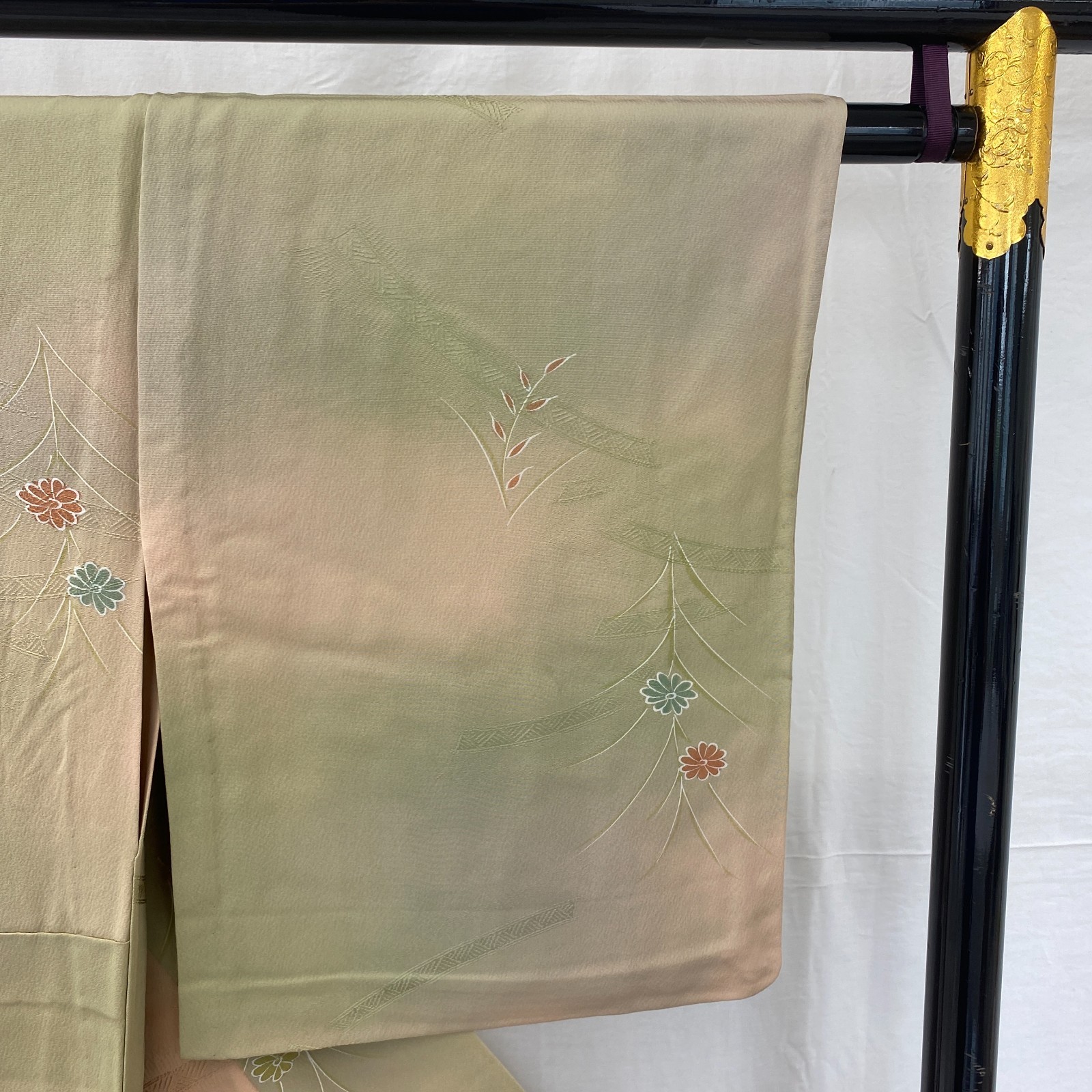 Japanese Vintage Kimono Polyester Brown No Lining Traditional Length 61 in
