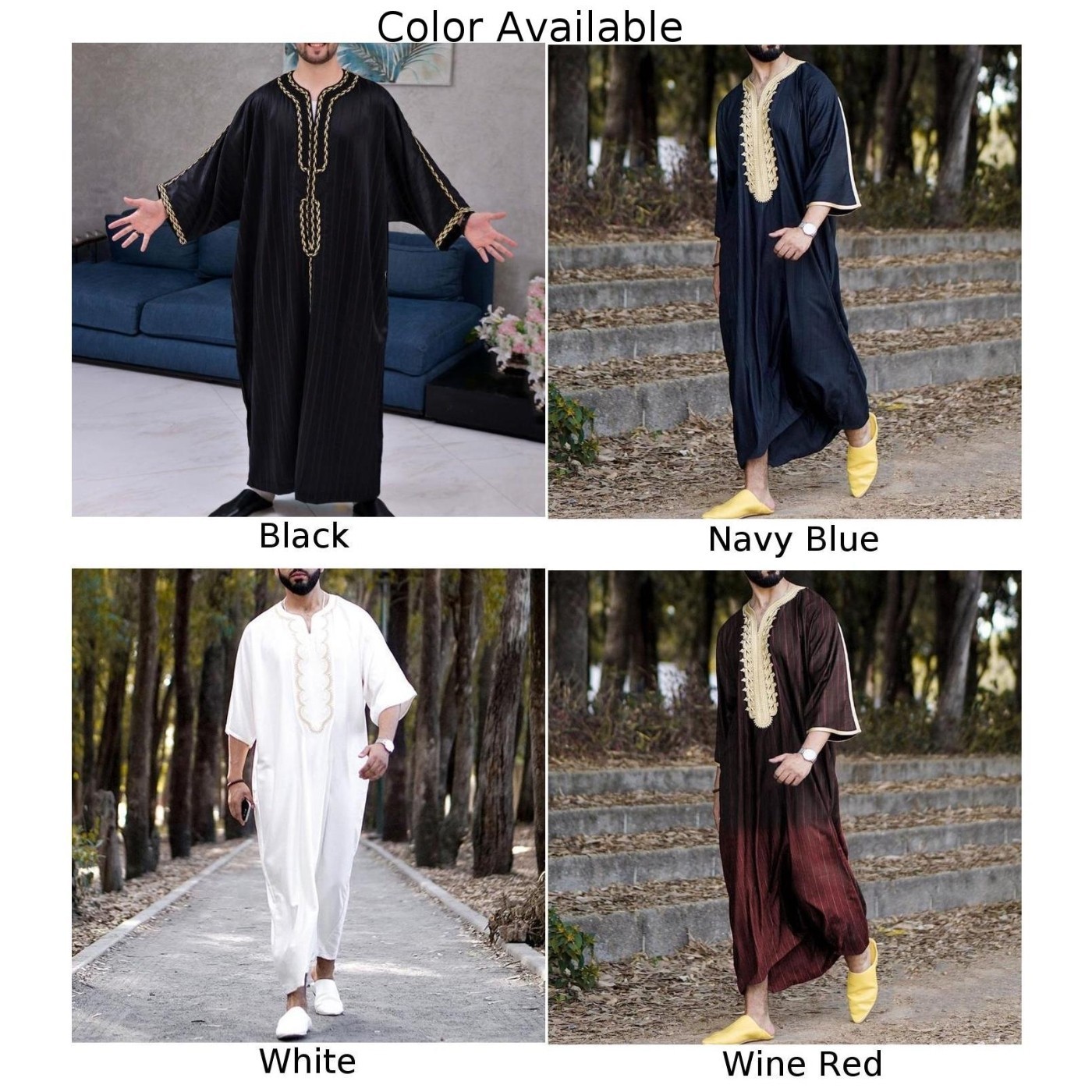 Daily Mens Muslim Clothing New Saudi Arab Jubba Kaftan Dishdash Thobe