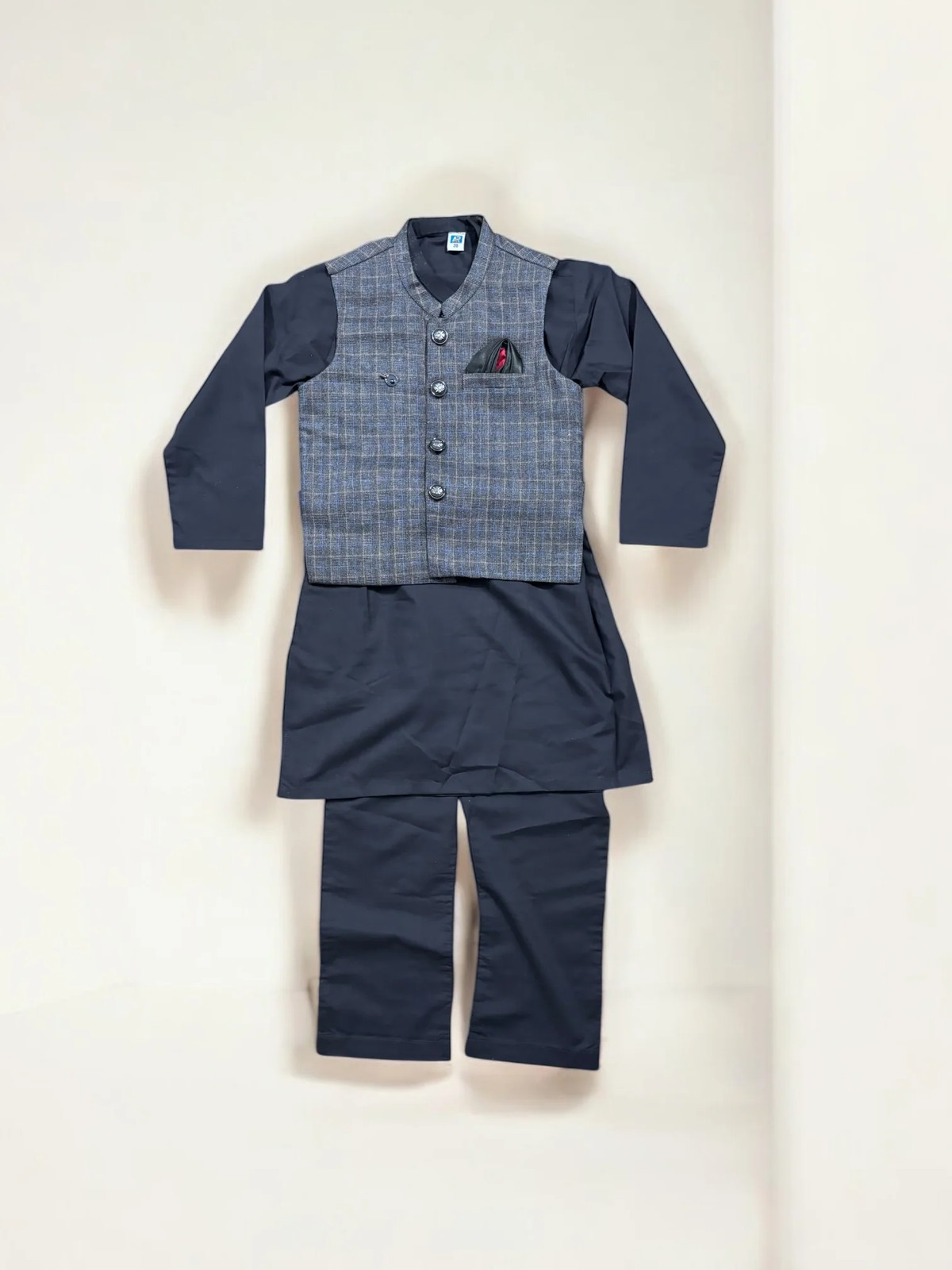 Traditional Soft Cotton Kurta, Pajama and Coat Set for Boys, Cultural Wear, 211