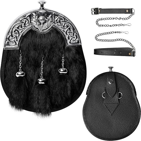 7 Pieces Scottish Kilt for Men Package Traditional Outfit Set with Free Flashes