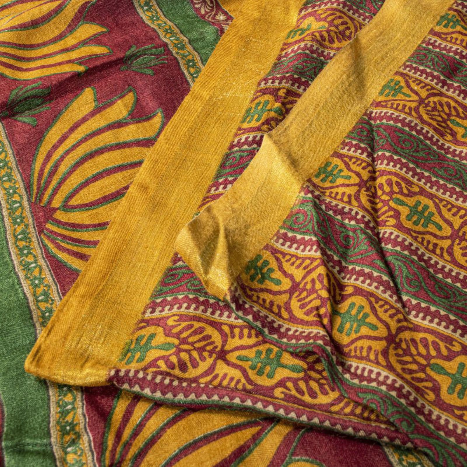 Sanskriti Vintage Brown Soft Pure Woolen Saree Floral Printed Sari 5.5+Yd Fabric