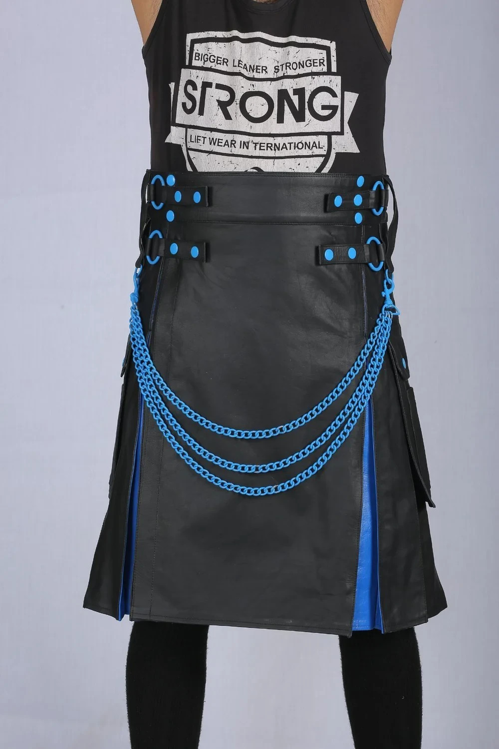 Trendy Unisex Two Toned Hybrid Leather Kilt