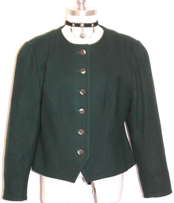 GREEN / WOOL + CASHMERE Women German Short Hunting Riding Sport JACKET 44 12 M