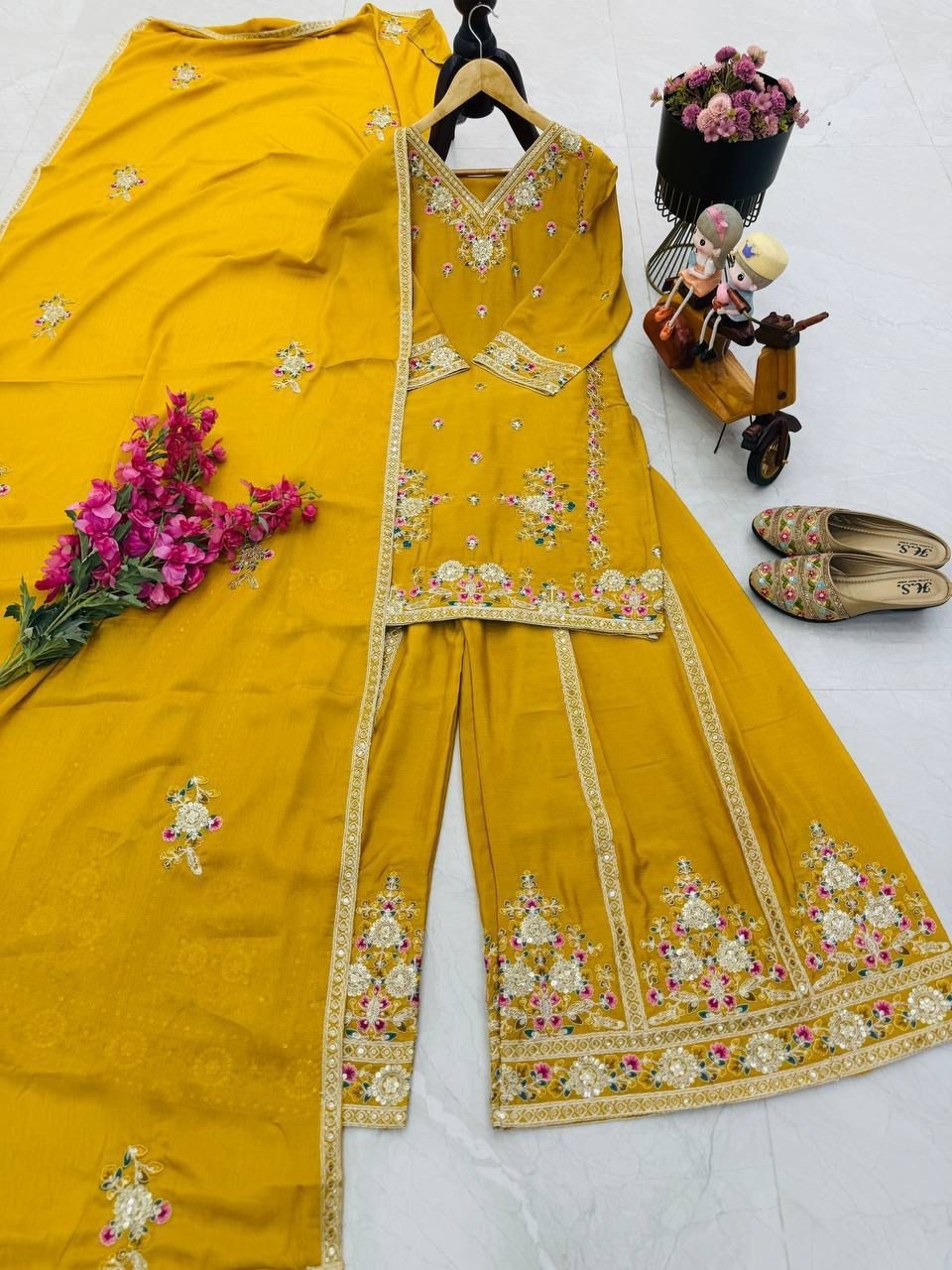 New Designer Party Top Sharara & Dupatta Set