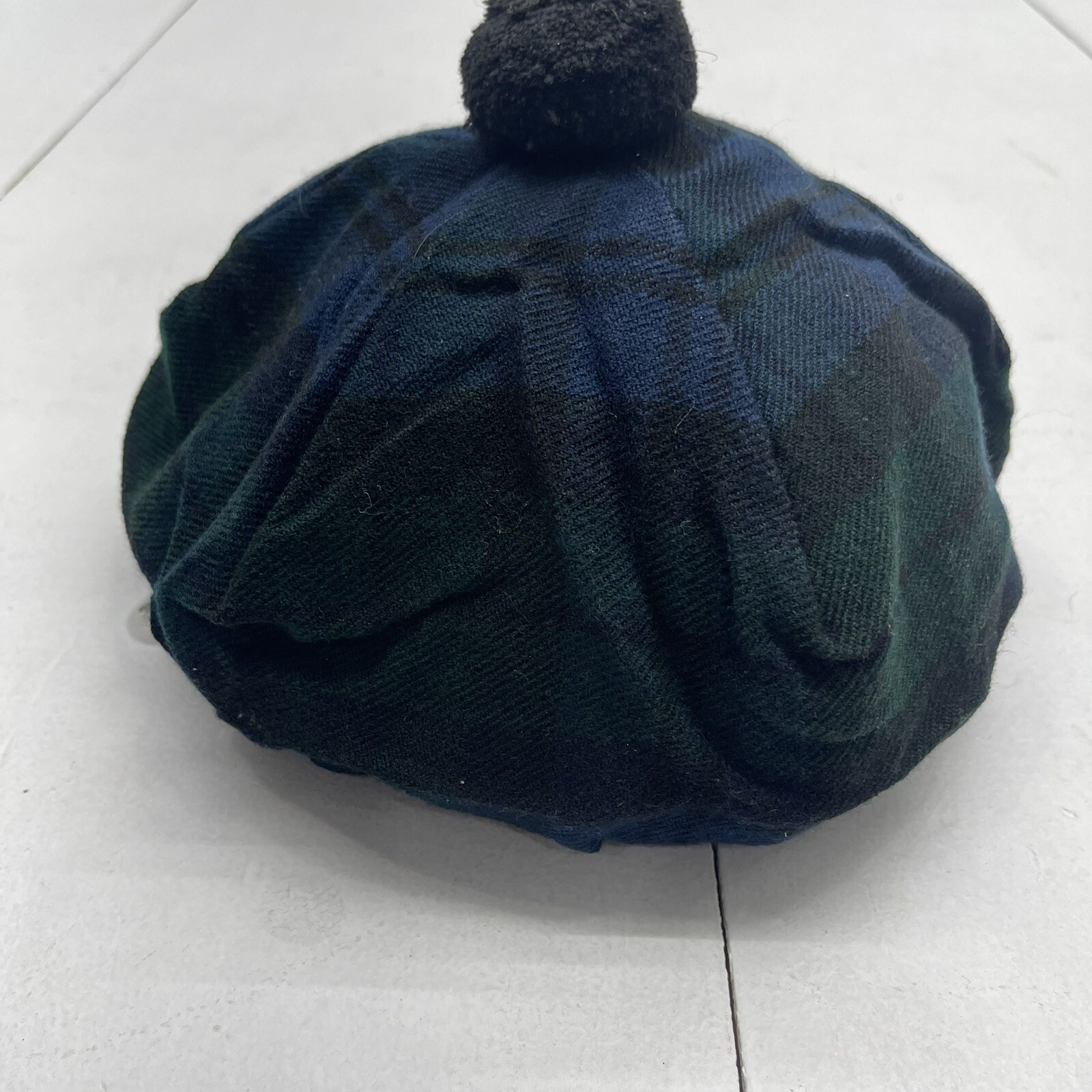 Tam O Shanter Umam Acrylic Wool Bonnet Hat Blue Green Plaid