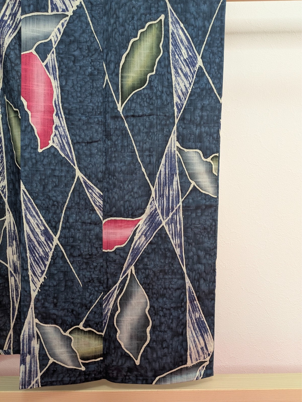 Japanese Kimono Cotton Yukata Navy Blue Colored Leaves Junko Koshino Summer Wear