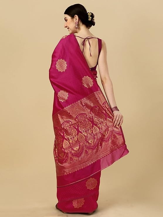 Women’s Kanjivaram Soft Pure Silk Banarasi Sarees With Blouse Piece