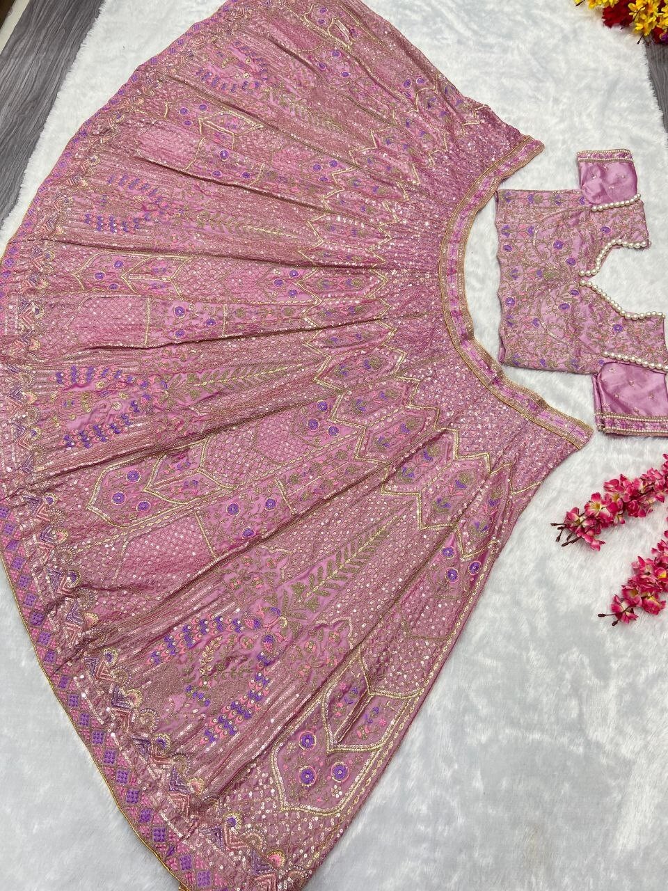 Latest Kasturi Silk Dusty Pink Lehenga Choli With Dupatta For Engagement Wear