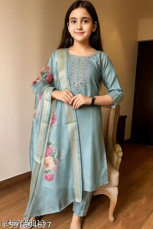 Ethnic Kids Kurta Set with Dupatta for Girls Party Wear & Diwali Festive Special