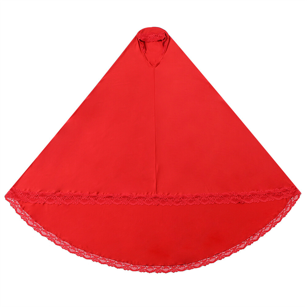Muslim Women Ramadan Scarf Hijab Islam Prayer Turban Amair Lace Trim Headcover