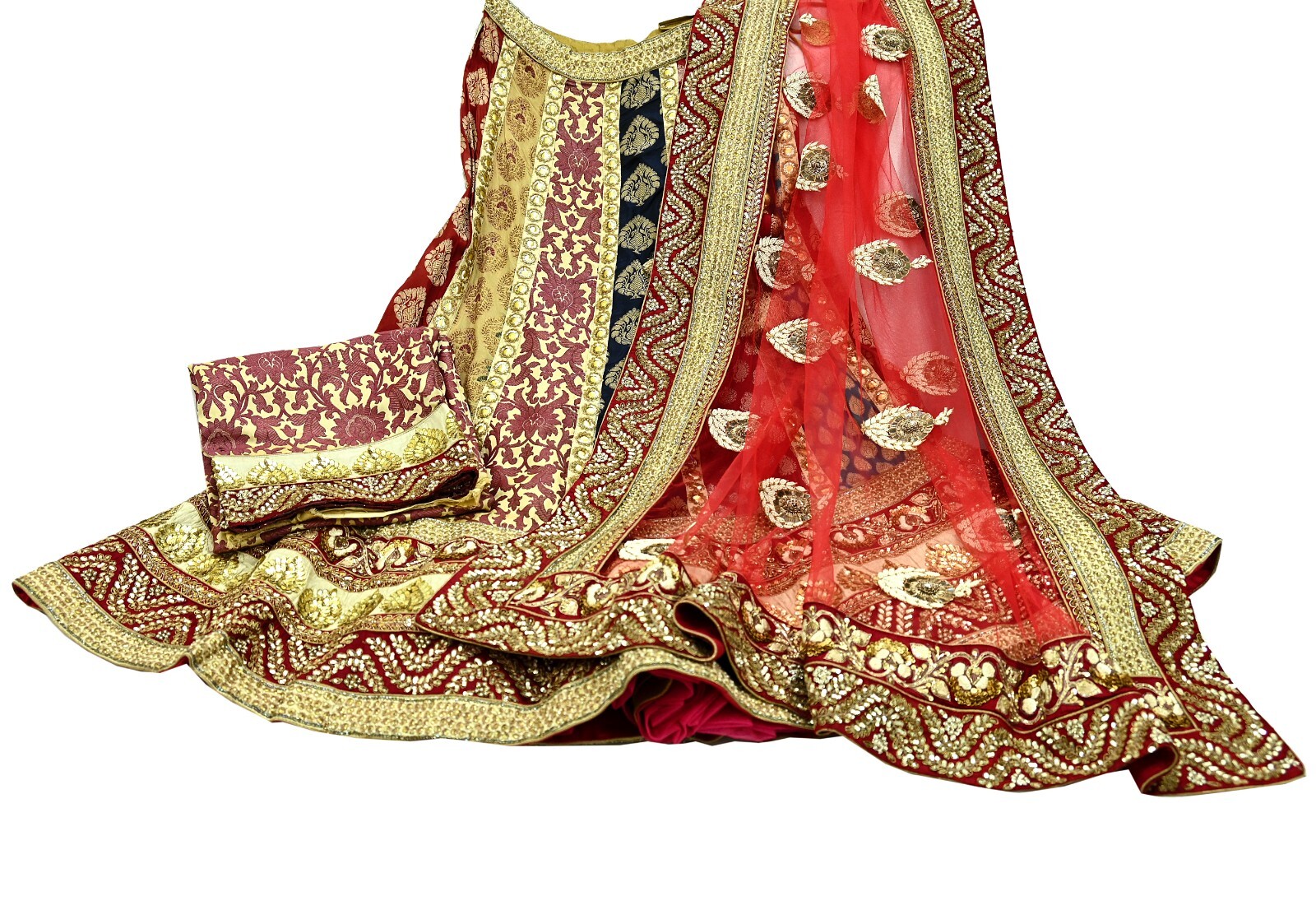 Indian New Heavy Pure Silk Hand Embroidered Designer Sabyasachi Lehenga 3pcs Set