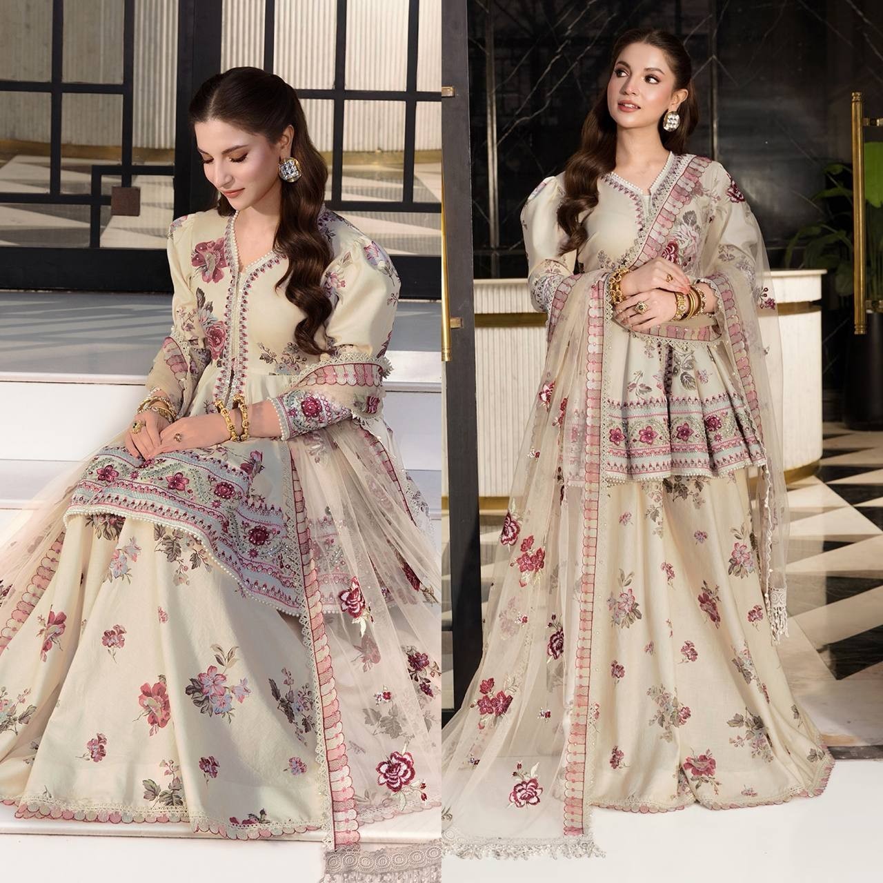 Latest New Heavy Crepe Silk Kurta Palazzo With Dupatta For Party Wear