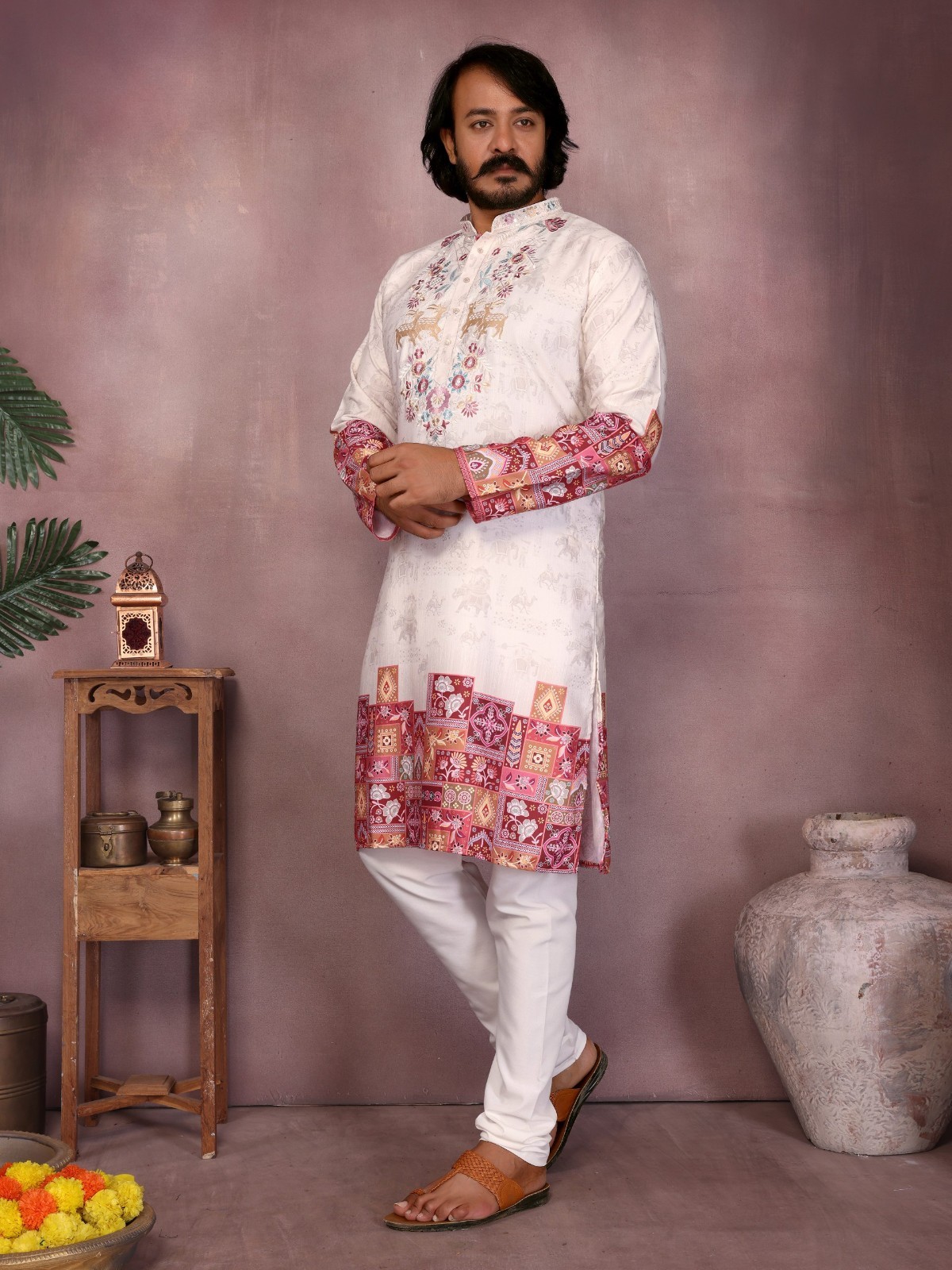 Men Kurta Set Pakistani Kurta Pyjama Indian Ethnic Suit Sherwani Style Wedding