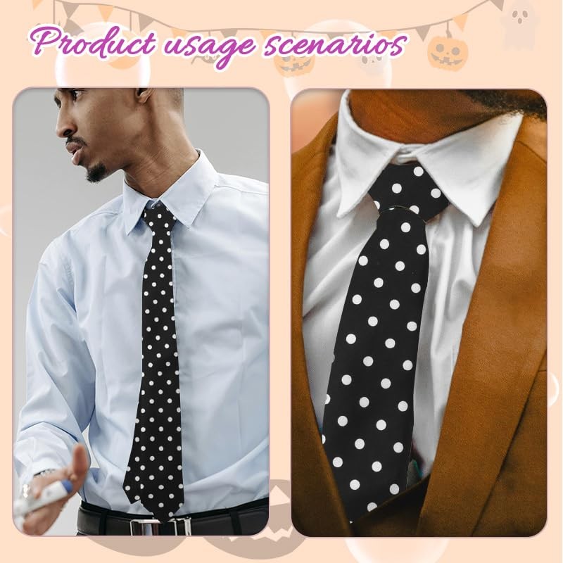 YALLNASL Vintage Polka Dot Ties for Halloween Leopard Print Black Polka Dot
