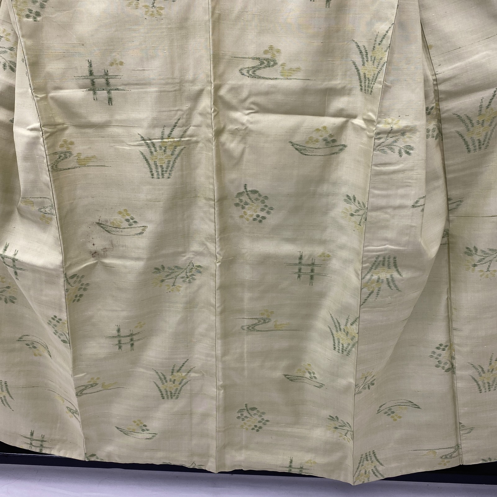 Japanese Vintage Kimono Polyester Green Komon Traditional Authentic Length 60in