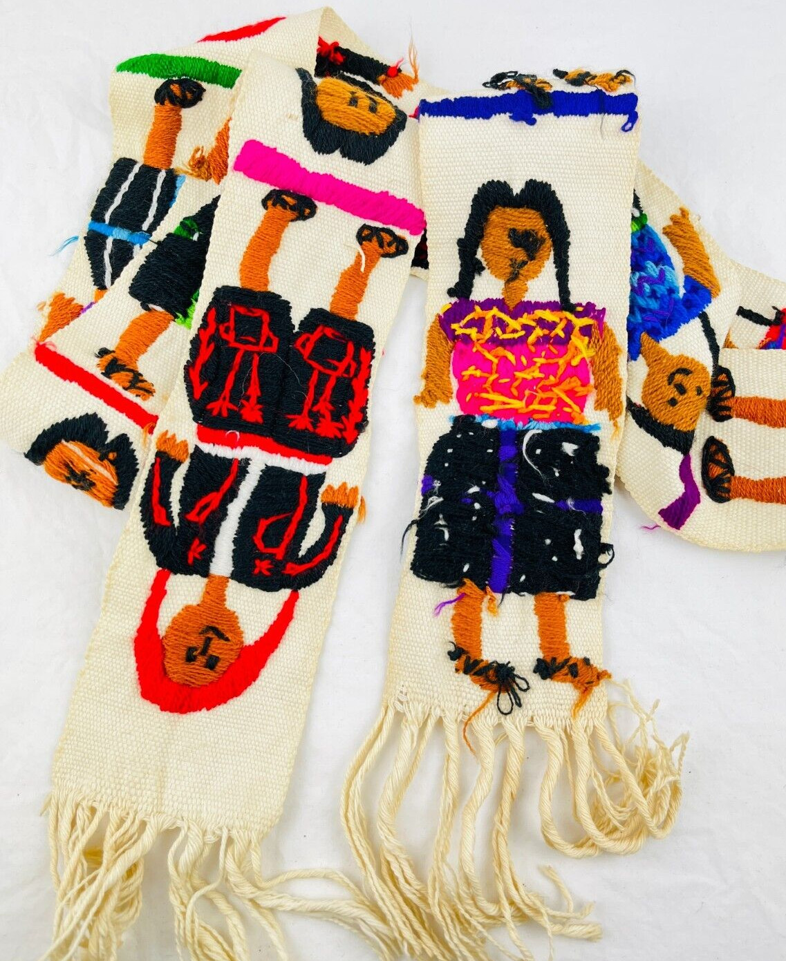 Vintage South American Sash Embroidery Stoles Inca Native Woven Western Boho *Pc