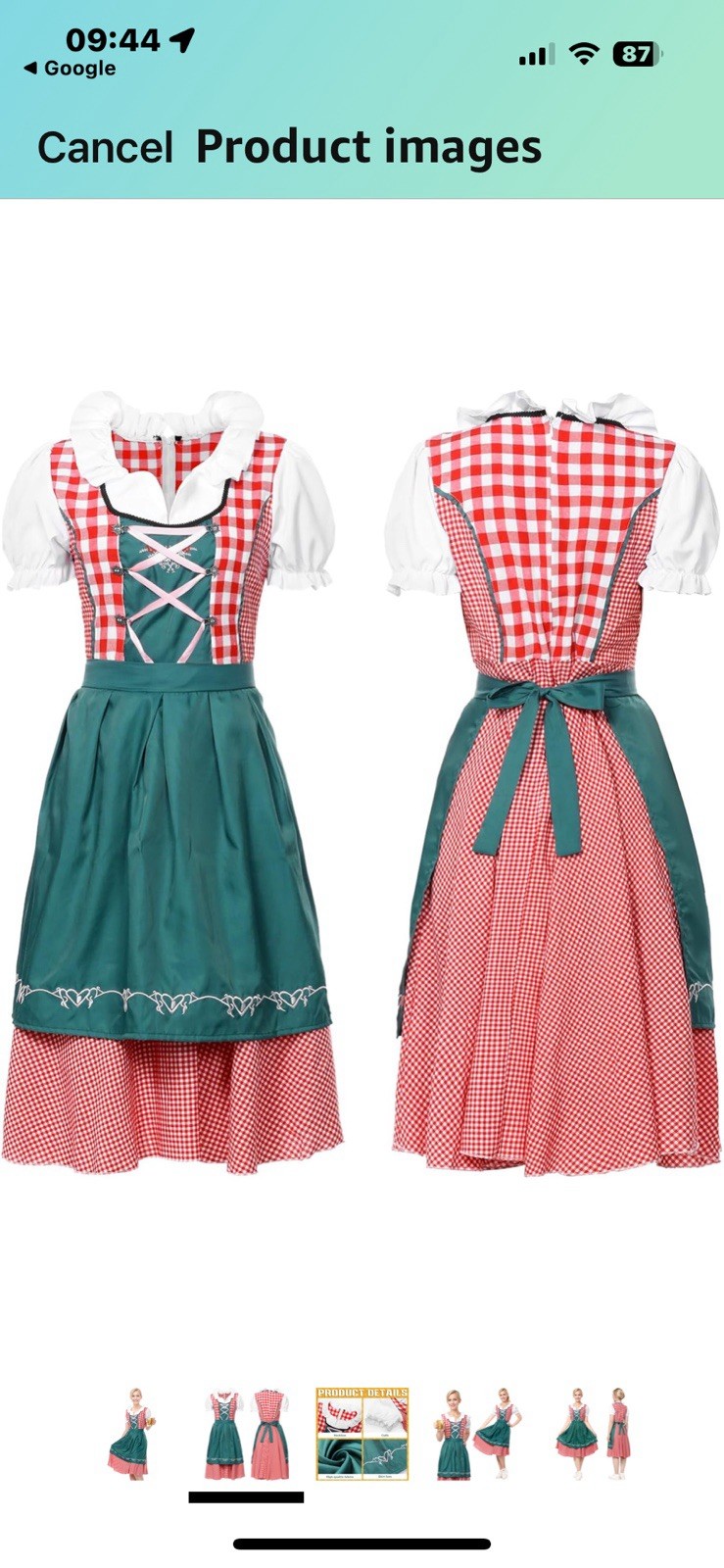 Oktoberfest Dirndl Dress Halloween Beer Fest 2XL 2PC Costume German Bavarian