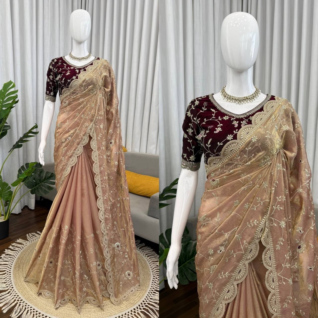 Bollywood Reception Party Wear Fancy Silk Saree Wedding festival wear sari