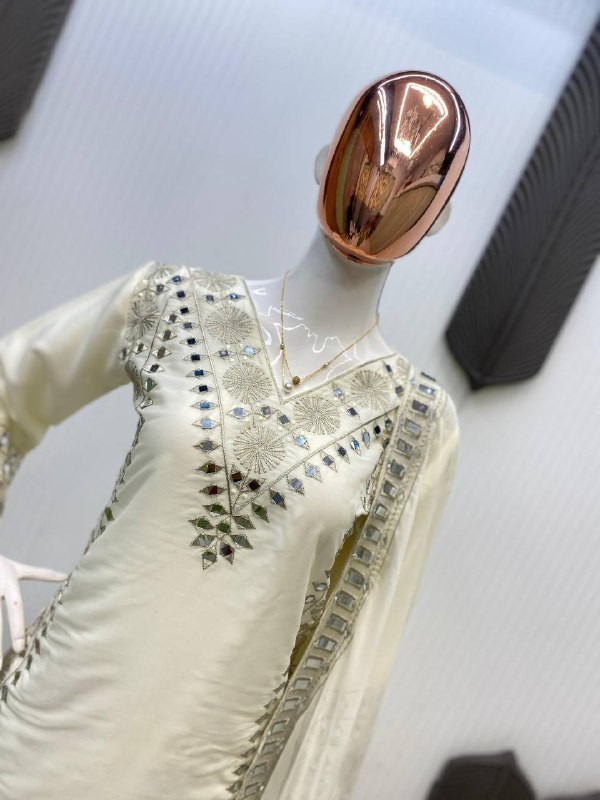 Presenting Off White Georgette Top And Palazzo With Dupatta For Party Wear