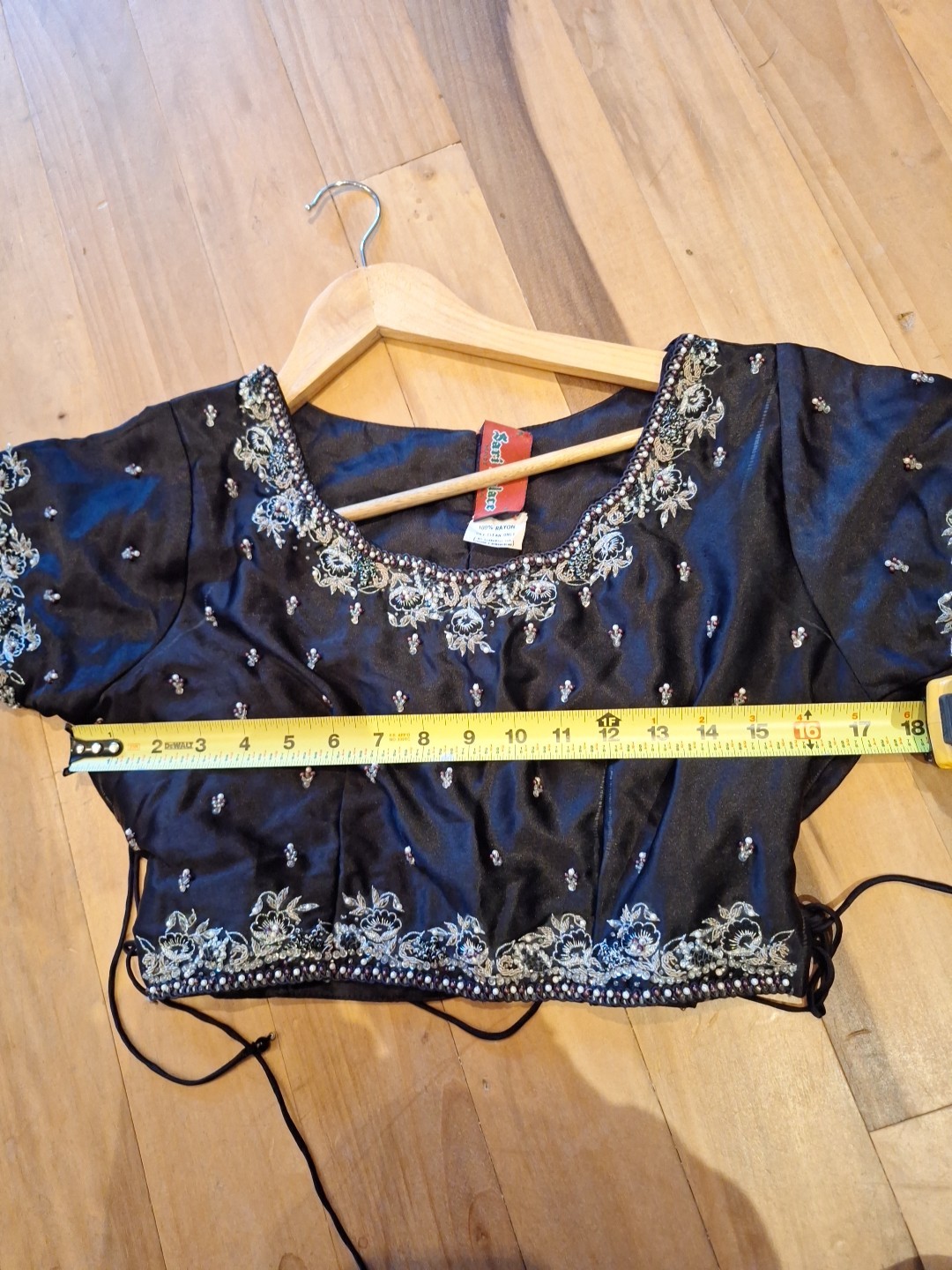 Sari, Black lehenga choli with sequins, beads, and multi thread embroidery, Med.