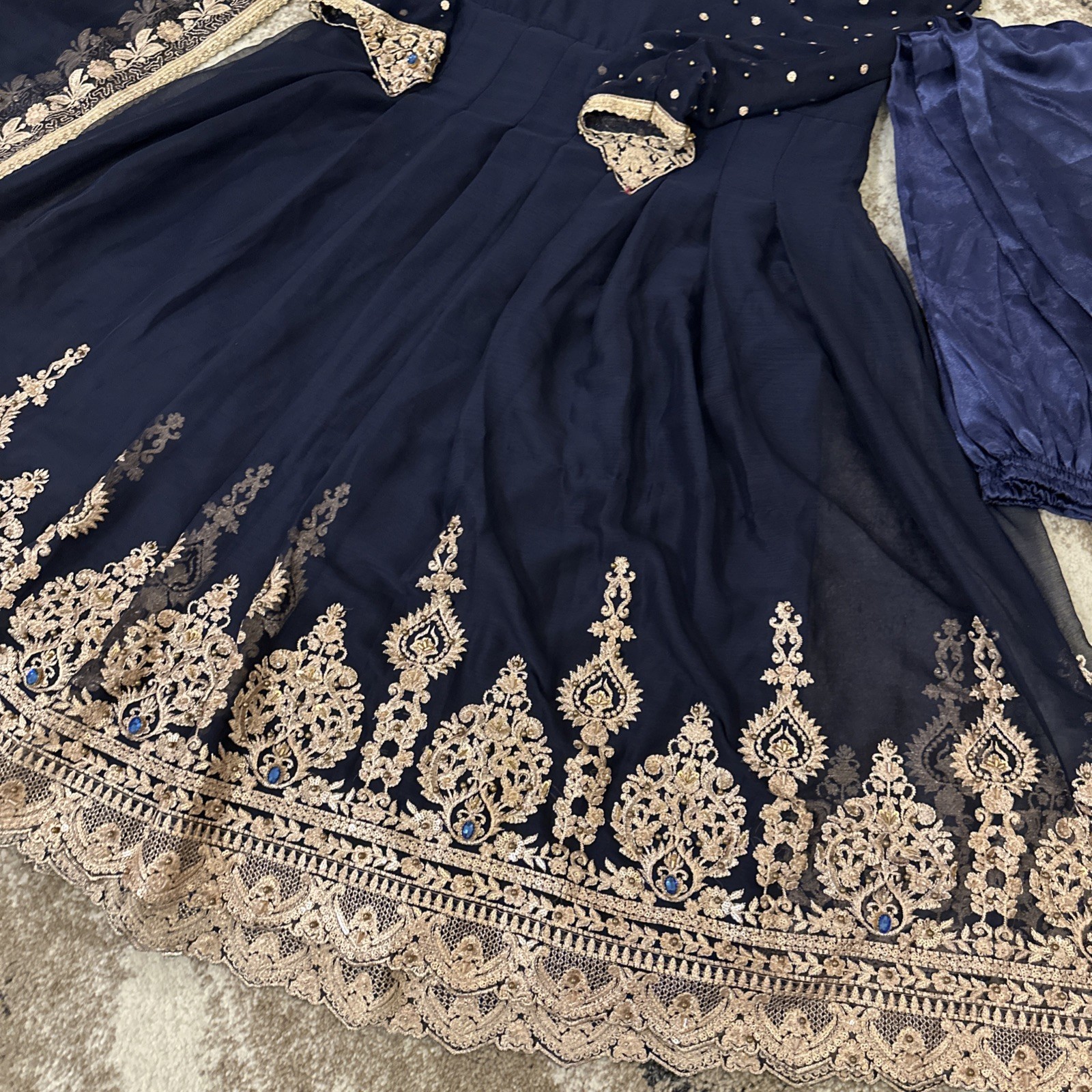 Pakistani Indian anarkali Embroidered Chiffon Long Duppatta Bust 42