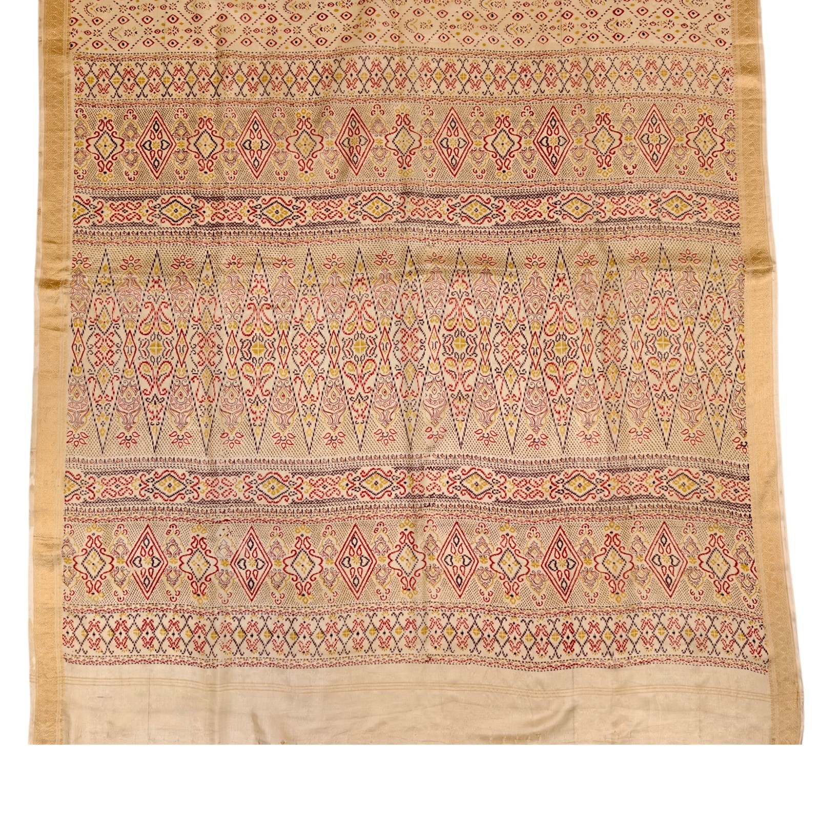 Vintage Printed Silk Saree Fabric | 5 Yards Indian Sari for Sewing, Crafting