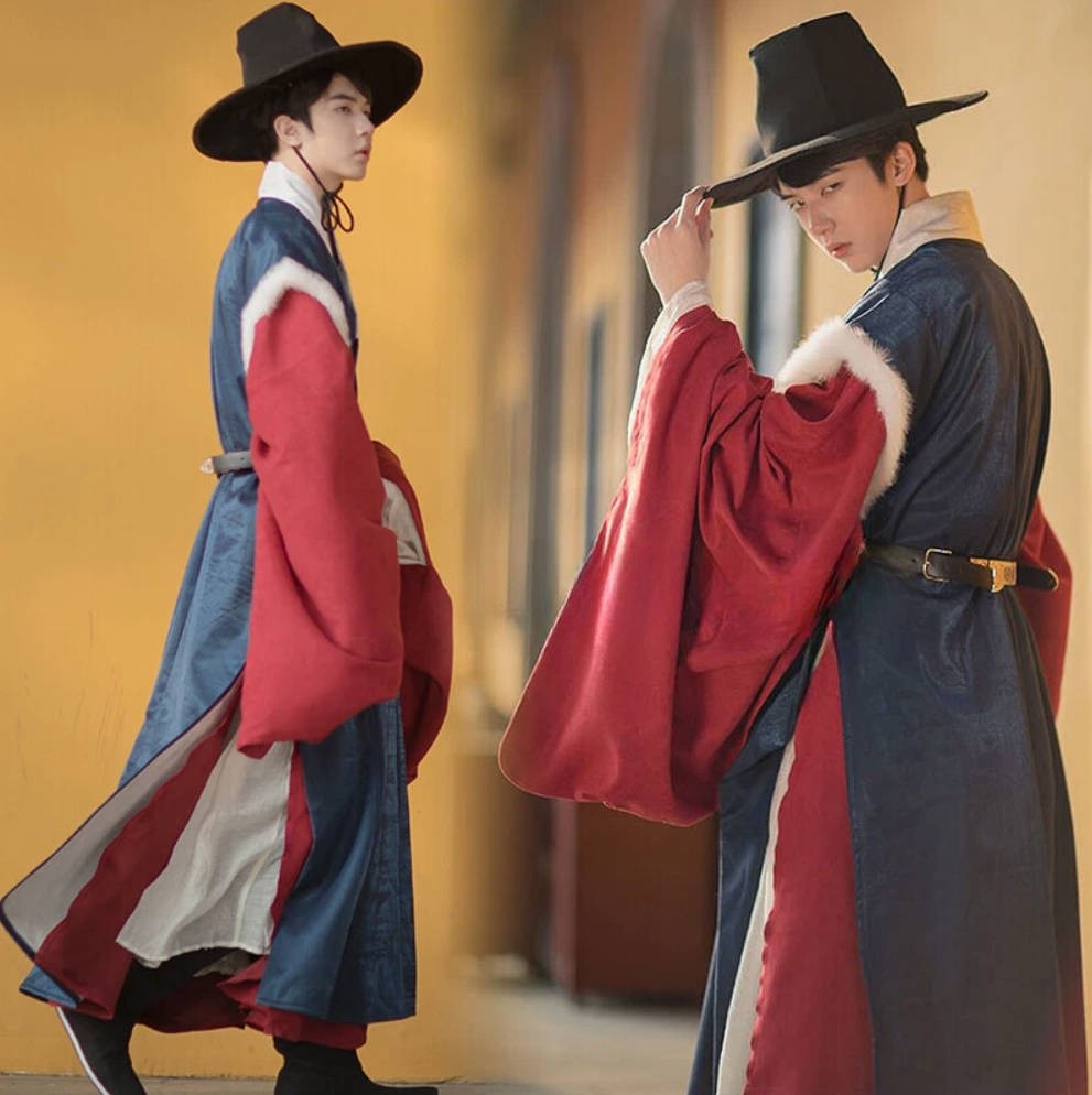 Men’s Traditional Korean Robe Ming Dynasty Retro Oriental Costume Hanbok Cosplay