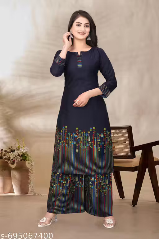 Bollywood Traditional Kurti set for women and girls/Daily wear Kurti Palazzo Set
