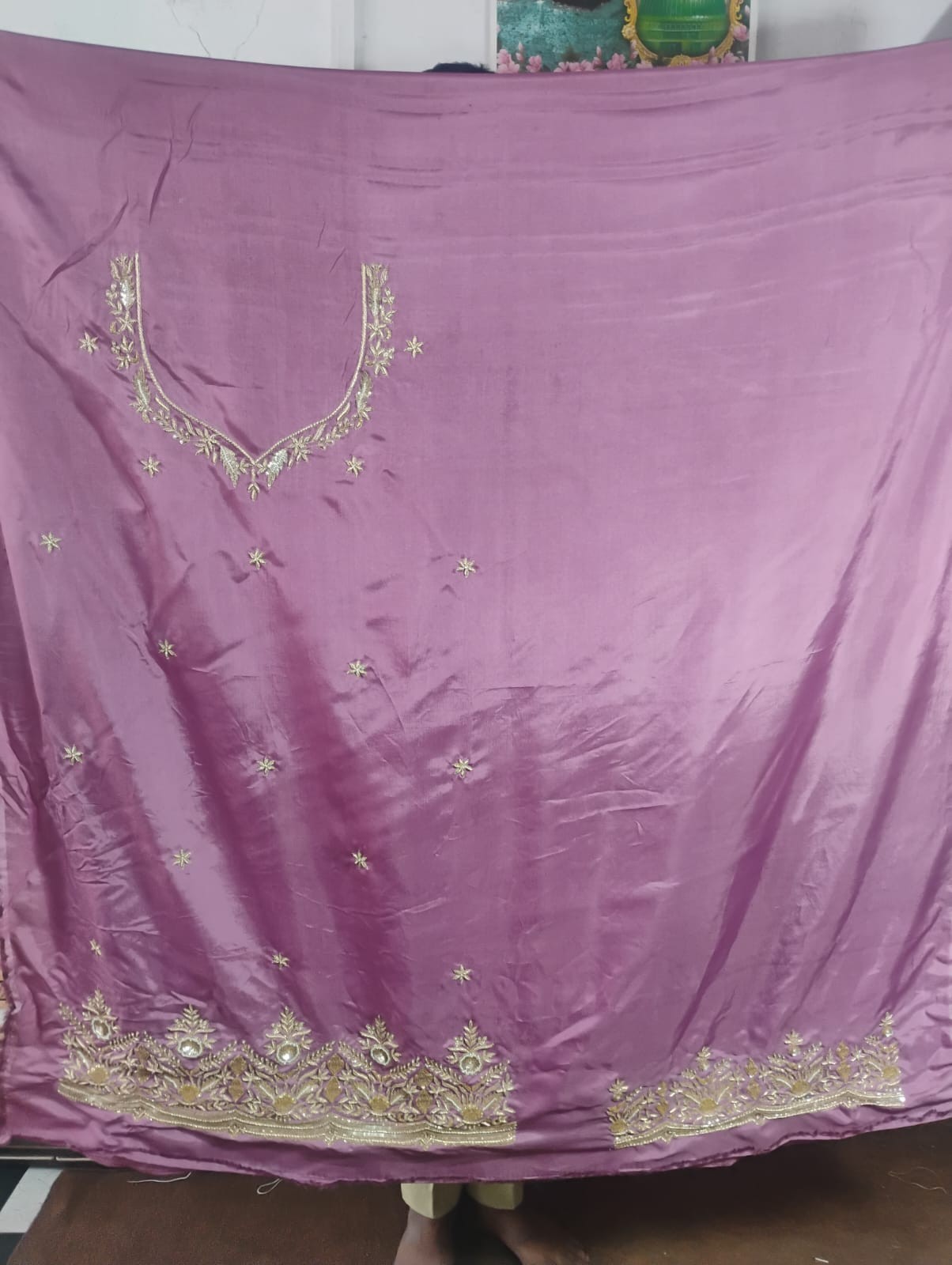 Purple Hand Embroidered Crepe Suit Set with Organza Dupatta | Premium Ethnic…