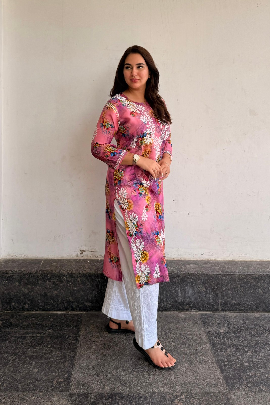Chikankari Handwork Embroided Short Premium Kurtis With Print work (Tariff free)