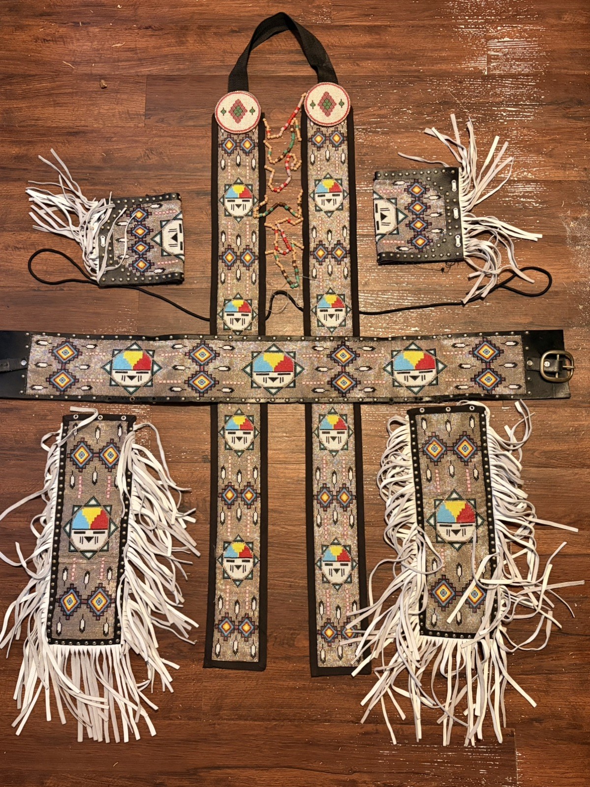 Regalia Native American Style Used Men’s Grass beadwork Set Powwow