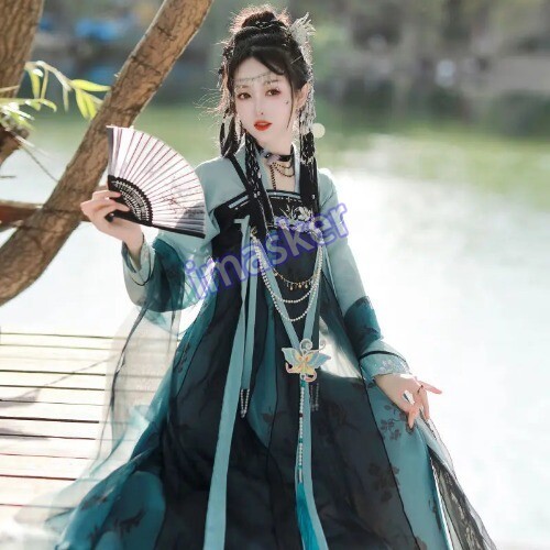 Traditional Women Tang Dynasty Embroidery Hanfu Dress Elegant Ancient Lady