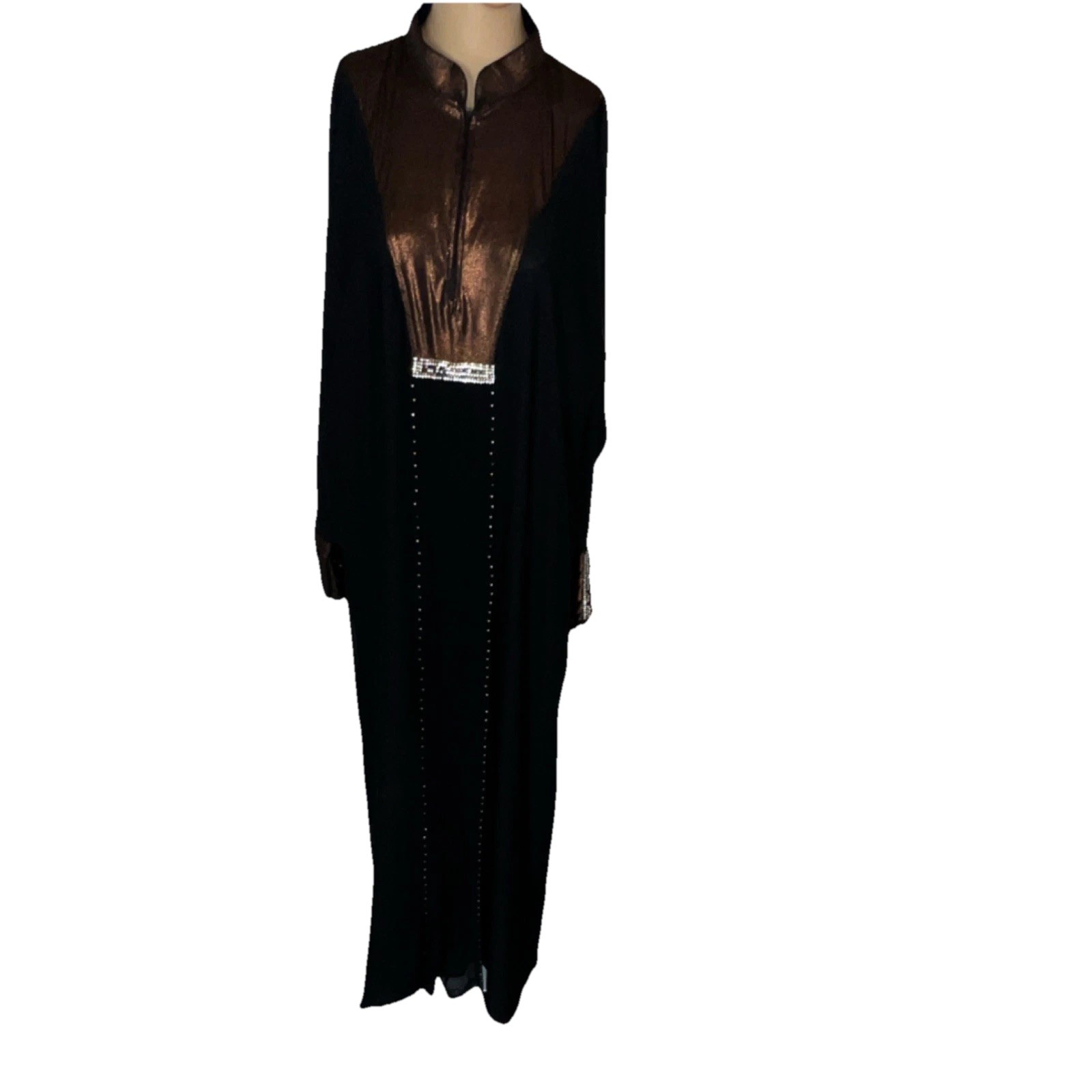 Women’s Black Bronze Kaftan Middle Eastern Dress Size 58
