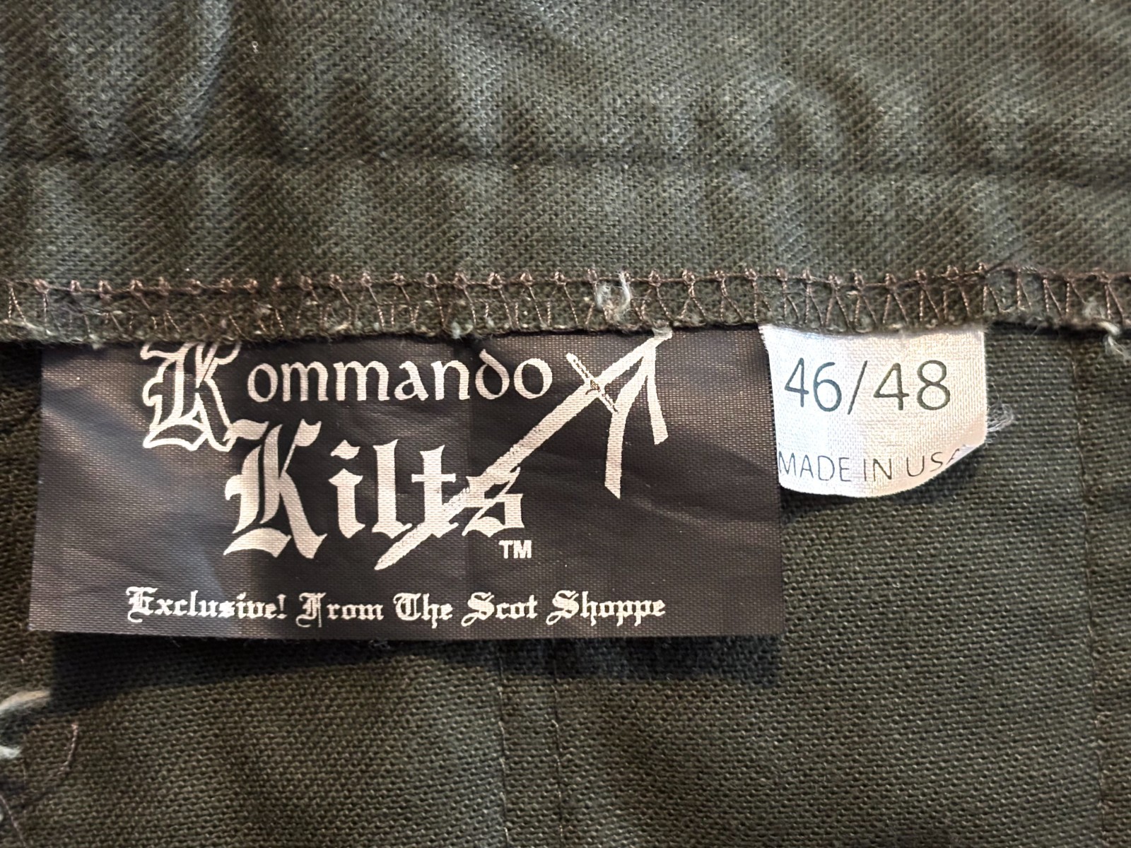 Kommando Kilts Utility Waist Size 46 48 Olive Green Pleated Buckle Pockets 2XL