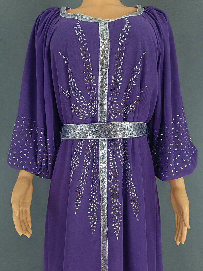Women Fashion Dress Hot Drill Sequin Gown Chiffon with Belt Muslim Dubai Burqa