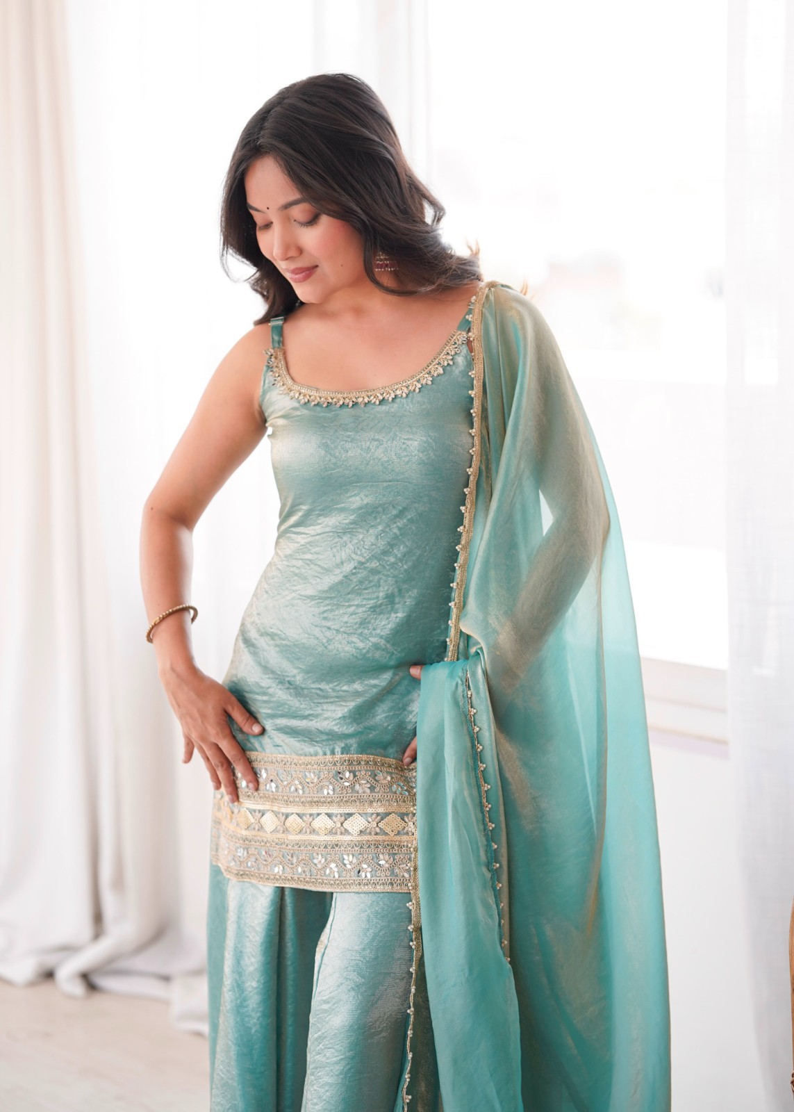 SALWAR KAMEEZ INDIAN PAKISTANI WEDDING PARTY DRESS PALAZZO SHARARA PLAZZO SUIT