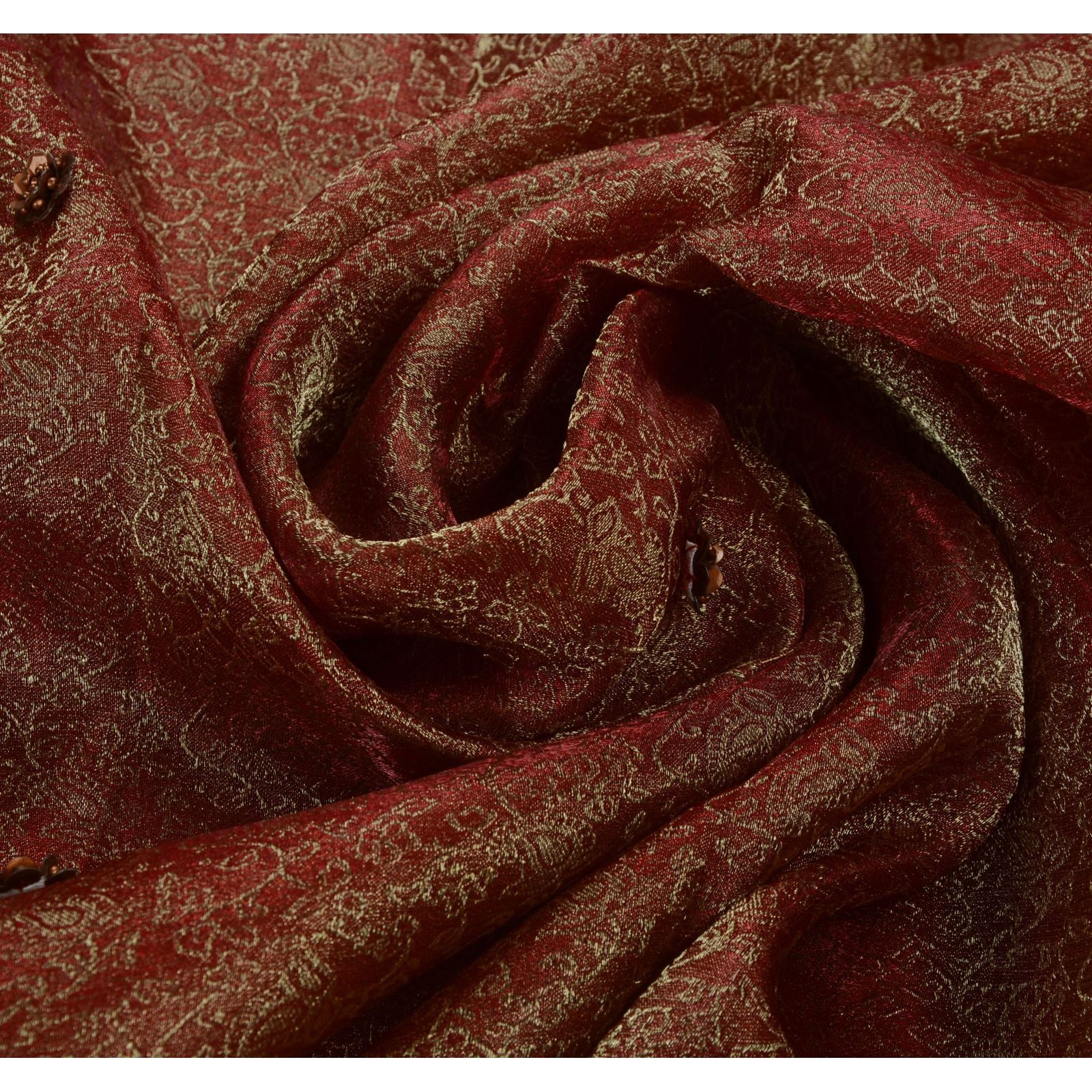 Sanskriti Vintage Sarees Tissue Hand Beaded Woven Craft Fabric Sari