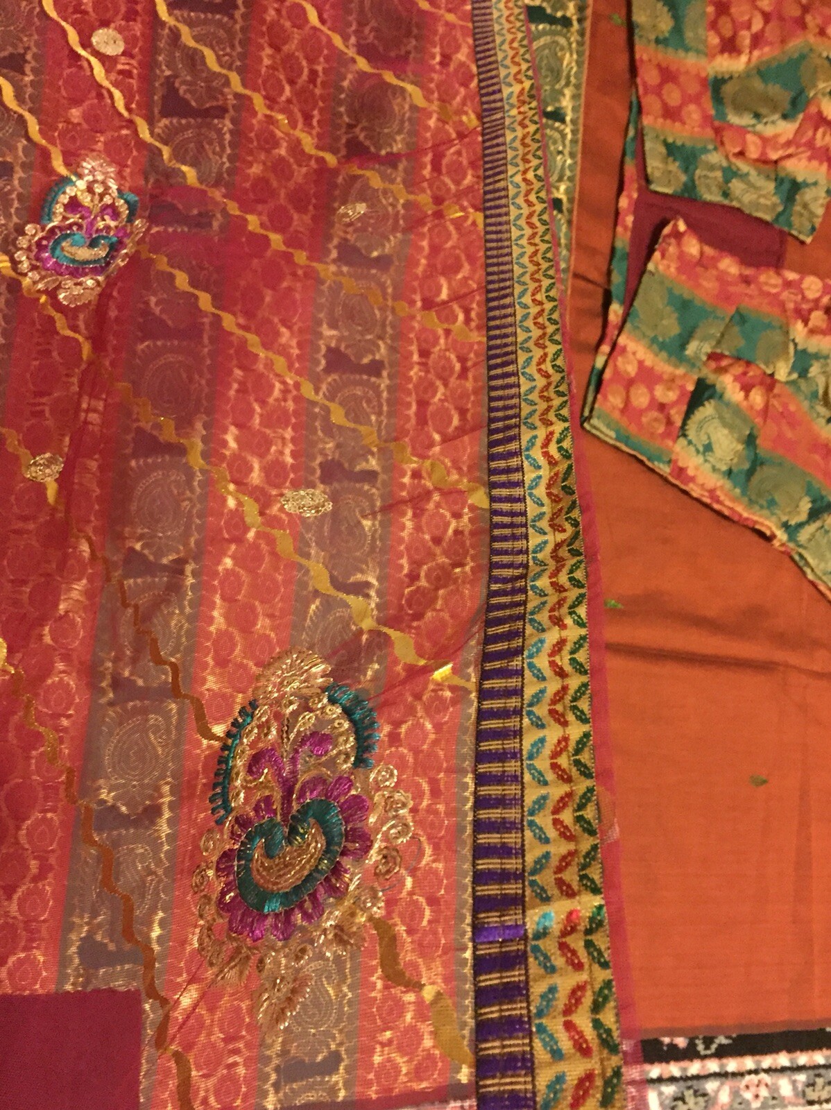 Maroon/Red/Green Net/Half Saree Designer Art silk saree w/stitched blouse/Fall