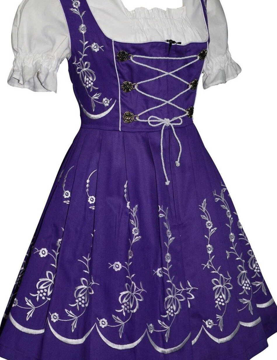 Sz 10 M Dirndl German Waitress Oktoberfest Dress Short Party Swing EMBROIDERED