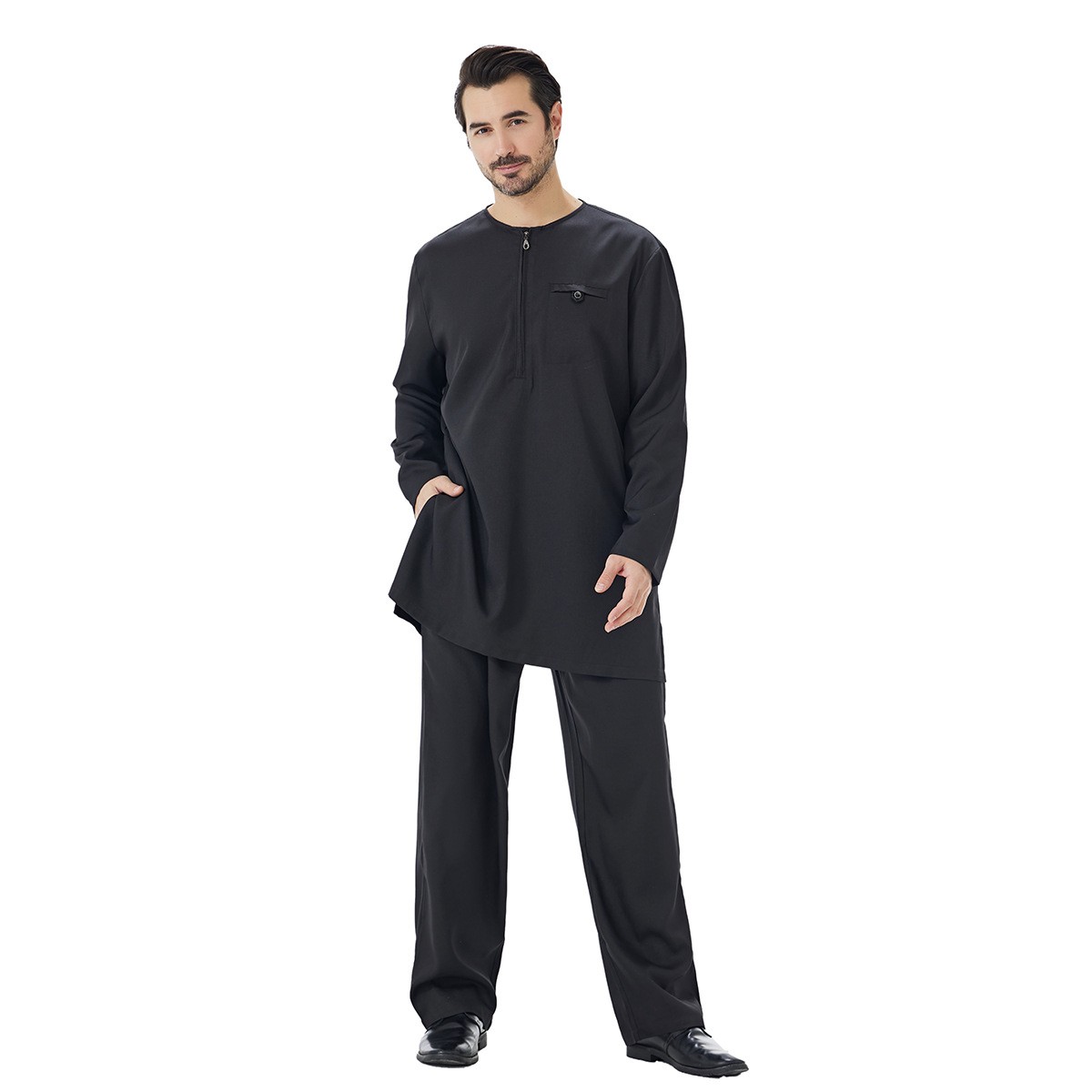 Muslim Men Saudi Top Long Pants Abaya Dubai Kaftan Outfits Dishdasha Jubba Thoub