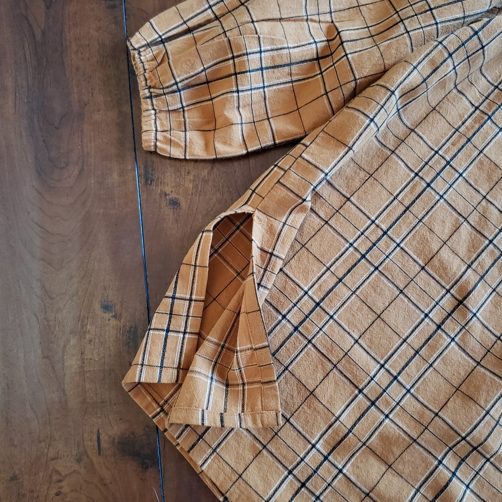 Stitched Shirt Orange Brown Square Printed Above Knee Length Shirt Multicolor