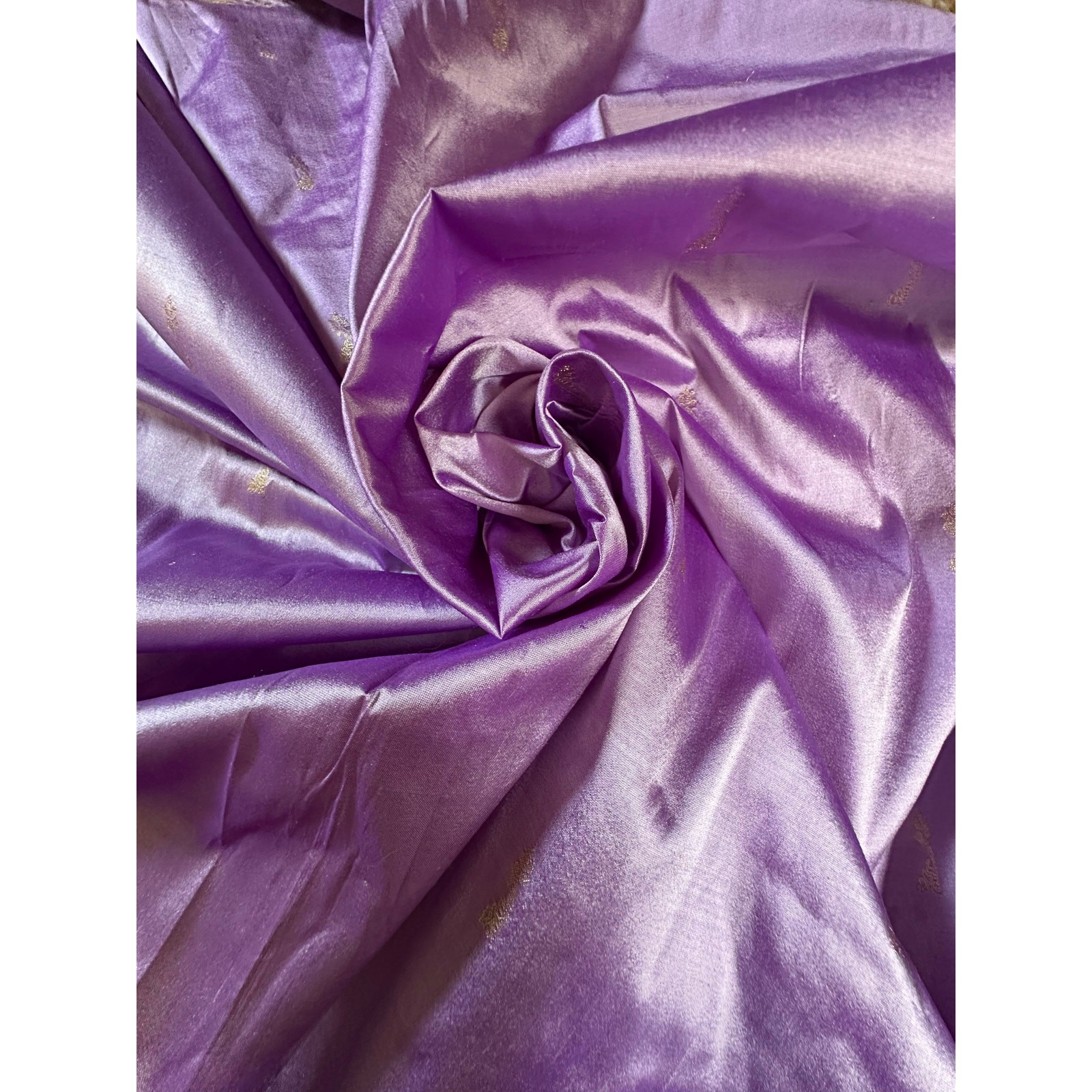 Silk saree lavender gold Paisley brocade 204×46” sari stunning luxurious