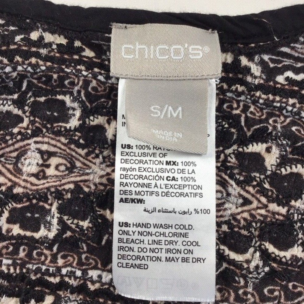 Chico’s Hot Pink And Black Embroidered Boho Kimono Size S/M
